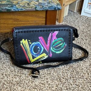 Graffiti Love Crossbody Bag Brighton Fashionista Leather Pouch Purse Handbag
